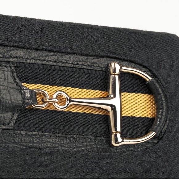 Gucci Black GG Canvas Horsebit Web Trifold Wallet - Picture 6 of 11